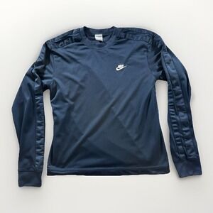 Vintage Y2K Nike Long Sleeve Shirt Mens Medium Blue Gray Tag Center Swoosh